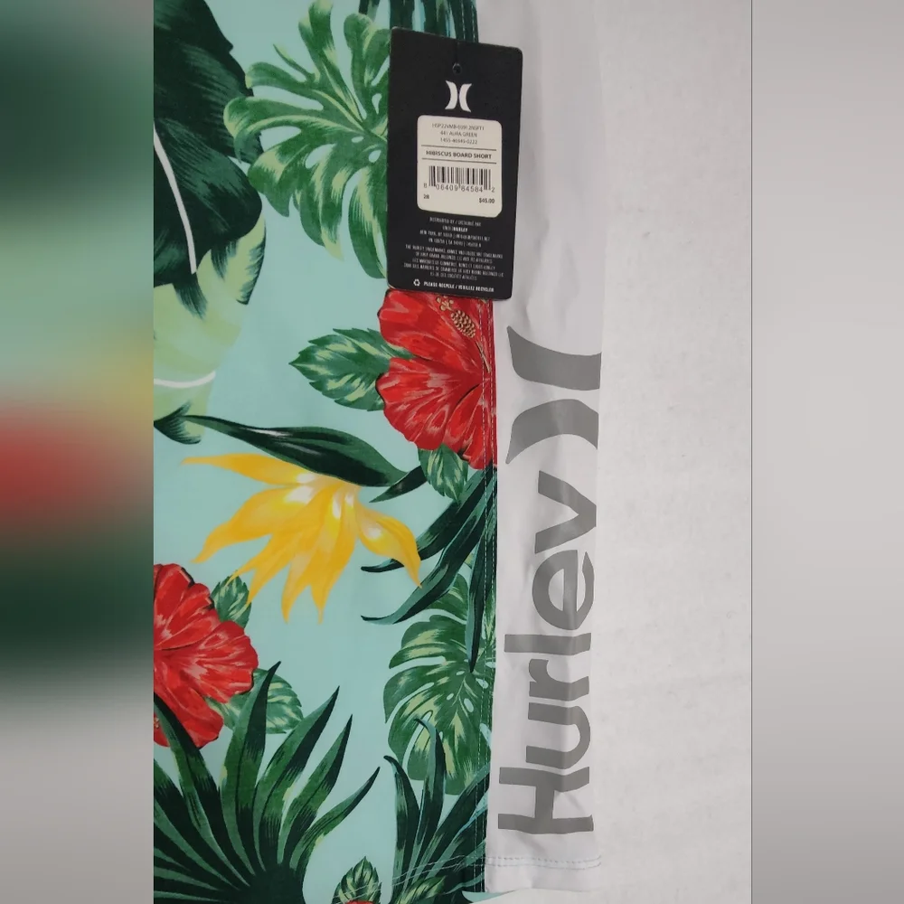 Hurley Hibiscus Floral‎ Stretch Board Shorts Swim Trunks Mens size 28 NEW